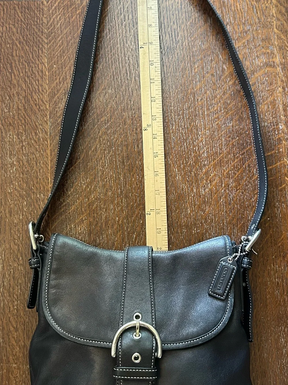 Coach #9480 Black Leather Shoulder Cross Body Bag, hang tag - Picture 7 of 12